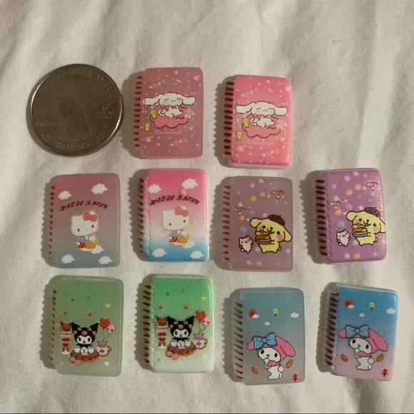 Hello Kitty Sanrio Mini Notebook Charms for DIY set of 10; half glow in the dark - Picture 2 of 6